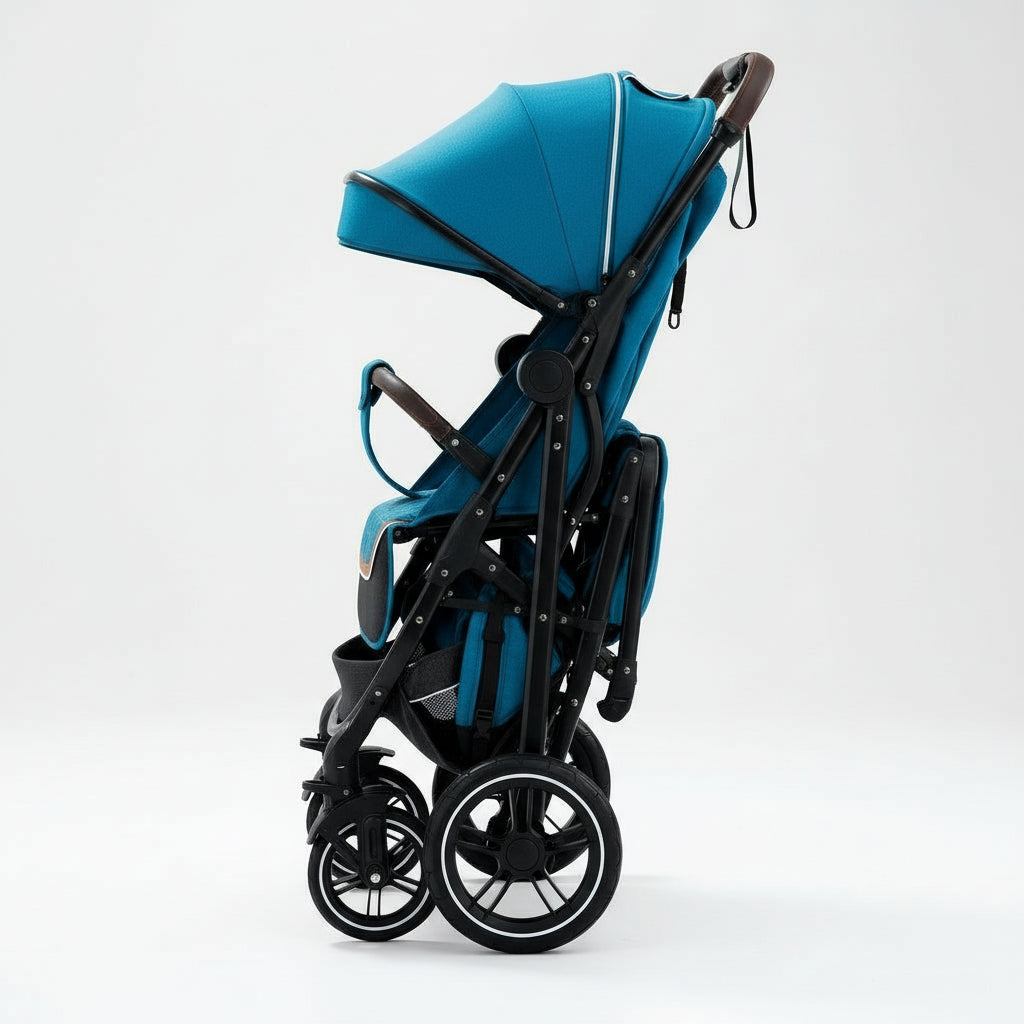 Poussette_Ultra_legere_et_compacte_bleu_plié