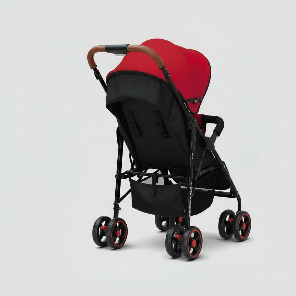 Poussette_canne_compacte_rouge_de dos 