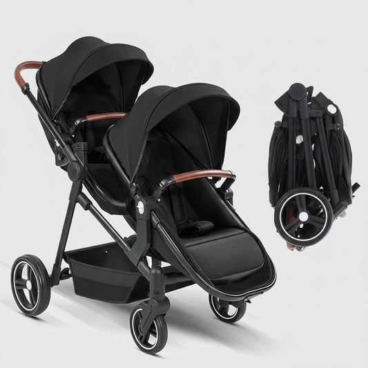 Poussette double compacte noir