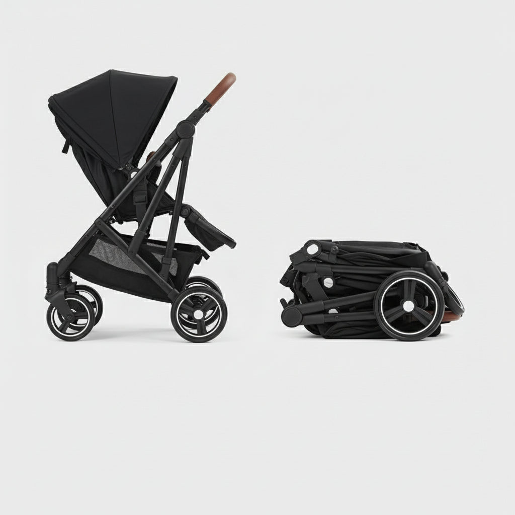 Poussette double compacte noir