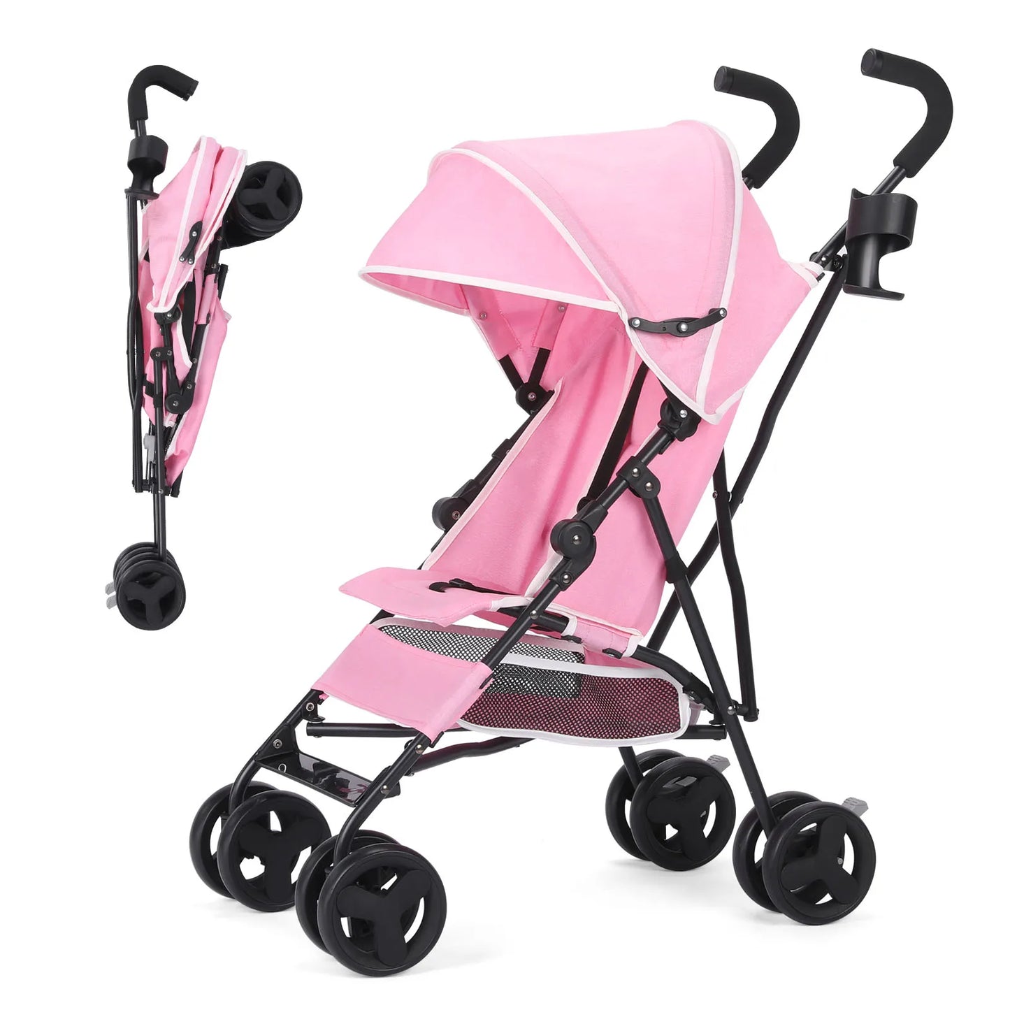 Poussette ultra compacte avion rose