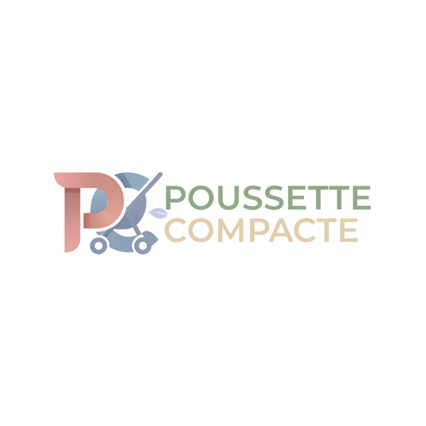 logo pour site Poussette compacte avec les initiales qui se croise et le nom du site a coté qui superpose les deux mots sur un joli ton de couleur 