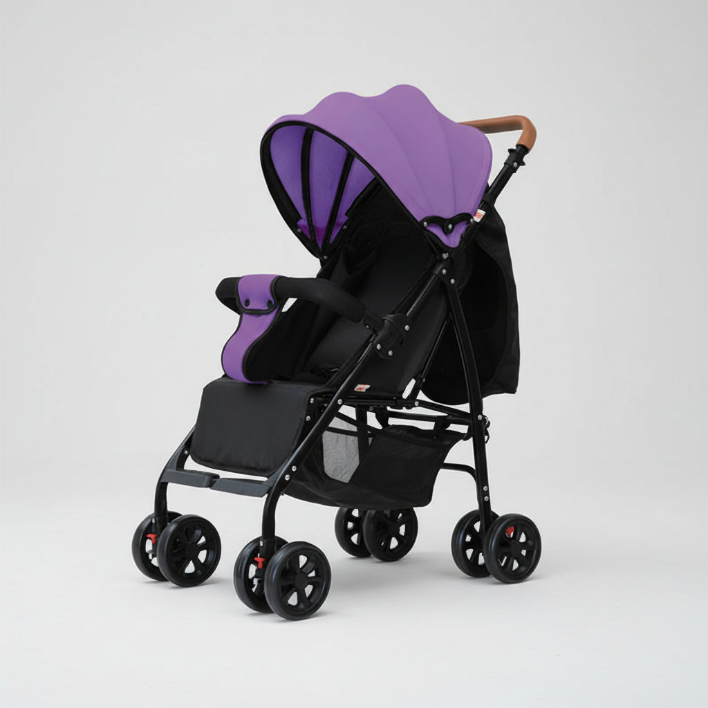 poussette canne compacte avec fermeture violet